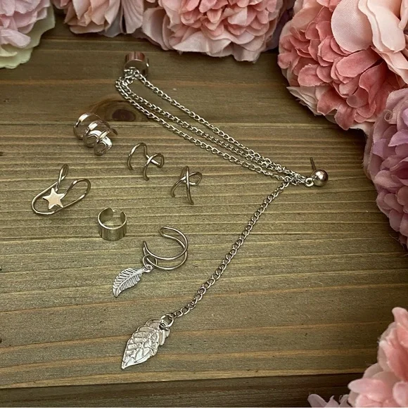 7 Pcs Ear Cuff Set Dangle Feather Star Earring - Picture 15 of 16